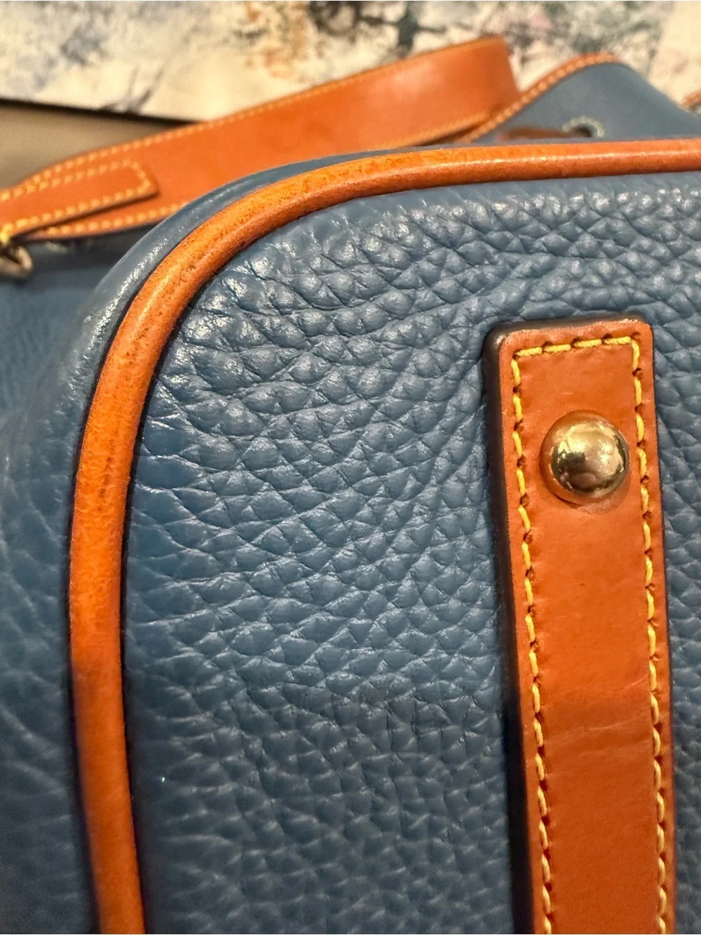 Dooney & Bourke Bucket Drawstring Tasha Midnight Blue EUC